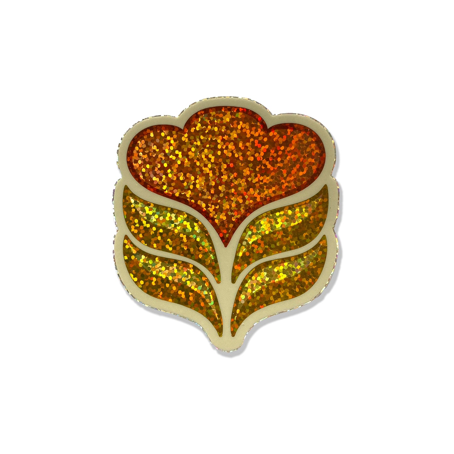 Retro Flower Sticker - Glitter